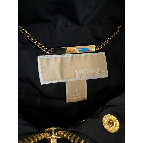 Michael Michael Kors Blue Gold Zip Hooded Jacket Sz S 1/2 Sleeve Lightweight - Picture 7 of 10